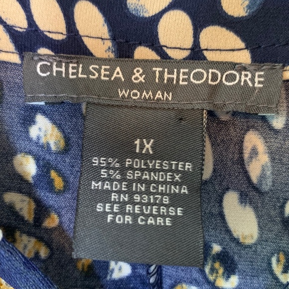 Chelsea & Theodore Blue Cream Modern Animal Print Top Women's Plus Size … - Picture 10 of 11